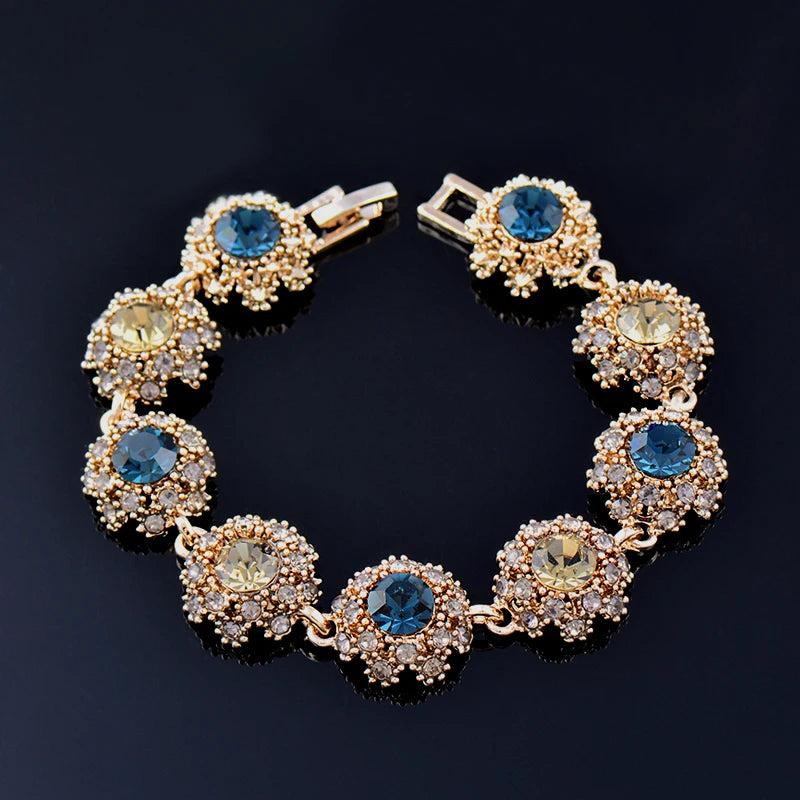 Vintage CZ Flower Bracelet Antique Chain Bangle ZD1 SSP