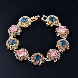 Vintage CZ Flower Bracelet Antique Chain Bangle ZD1 SSP