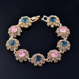 Vintage CZ Flower Bracelet Antique Chain Bangle ZD1 SSP