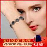 Vintage CZ Flower Bracelet Antique Chain Bangle ZD1 SSP