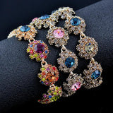 Vintage CZ Flower Bracelet Antique Chain Bangle ZD1 SSP