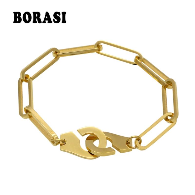 Stainless Steel Handcuff Bracelet Bangle Chain Bracelet