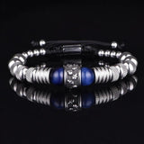 Skull Men Bracelet with Tigereye Stone