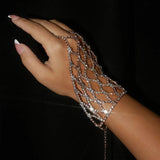 Stonefans Hollow Mesh Rhinestone Bracelet for Women Crystal Wrist Chain