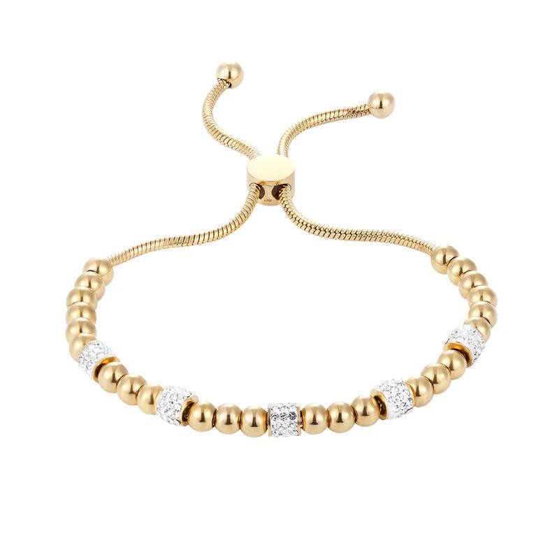 Bead And Zircon Circle Women Bracelet Titanium Steel Jewelry Gift