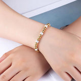 Bead And Zircon Circle Women Bracelet Titanium Steel Jewelry Gift