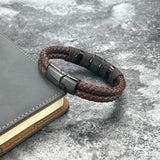 Hand-woven Multi-layer Stainless Steel Men's Leather Bracelet