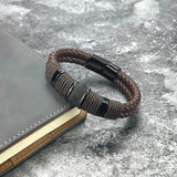Hand-woven Multi-layer Stainless Steel Men's Leather Bracelet