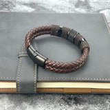 Hand-woven Multi-layer Stainless Steel Men's Leather Bracelet