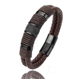 Hand-woven Multi-layer Stainless Steel Men's Leather Bracelet