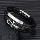 Men Ancient Egypt Cross Leather Bracelet Punk Rock Jewelry