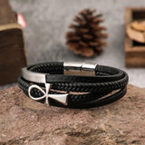 Men Ancient Egypt Cross Leather Bracelet Punk Rock Jewelry