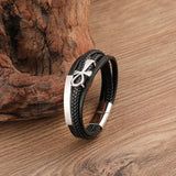 Men Ancient Egypt Cross Leather Bracelet Punk Rock Jewelry