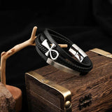 Men Ancient Egypt Cross Leather Bracelet Punk Rock Jewelry