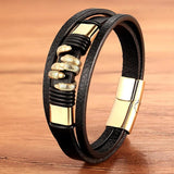 Men's Leather Bracelet Stainless Steel Paw Punk Style