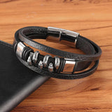 Men's Leather Bracelet Stainless Steel Paw Punk Style