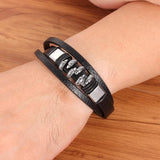 Men's Leather Bracelet Stainless Steel Paw Punk Style