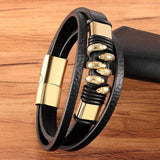 Men's Leather Bracelet Stainless Steel Paw Punk Style