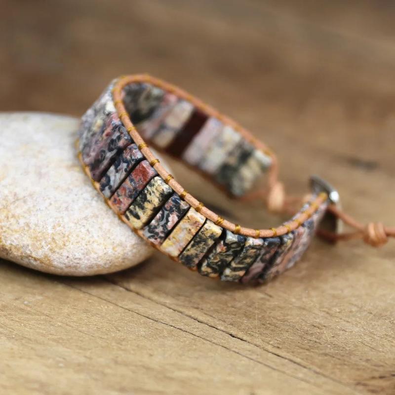 Leopard Skin Stone Bohemia Charm Bracelet Women Man Jewelry