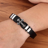 Charm Braided Rope Stainless Steel Magnetic Cross Leather Bracelets