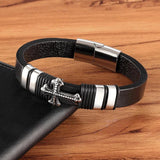 Charm Braided Rope Stainless Steel Magnetic Cross Leather Bracelets