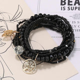 Bohemia Multilayer Elastic Set Bracelets For Women Life Tree Charm Bangles