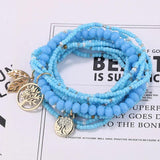 Bohemia Multilayer Elastic Set Bracelets For Women Life Tree Charm Bangles
