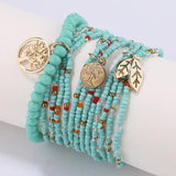 Bohemia Multilayer Elastic Set Bracelets For Women Life Tree Charm Bangles