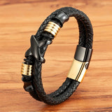 Classic Stainless Steel Men's Leather Bracelet DIY