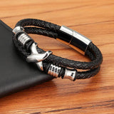 Classic Stainless Steel Men's Leather Bracelet DIY