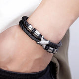Classic Stainless Steel Men's Leather Bracelet DIY