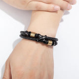 Classic Stainless Steel Men's Leather Bracelet DIY