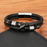 Classic Stainless Steel Men's Leather Bracelet DIY