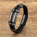 Stainless Steel Metal Bracelet Multilayer Leather Rope Chain Charm