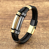 Stainless Steel Metal Bracelet Multilayer Leather Rope Chain Charm