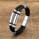 Stainless Steel Metal Bracelet Multilayer Leather Rope Chain Charm