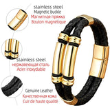 Stainless Steel Metal Bracelet Multilayer Leather Rope Chain Charm