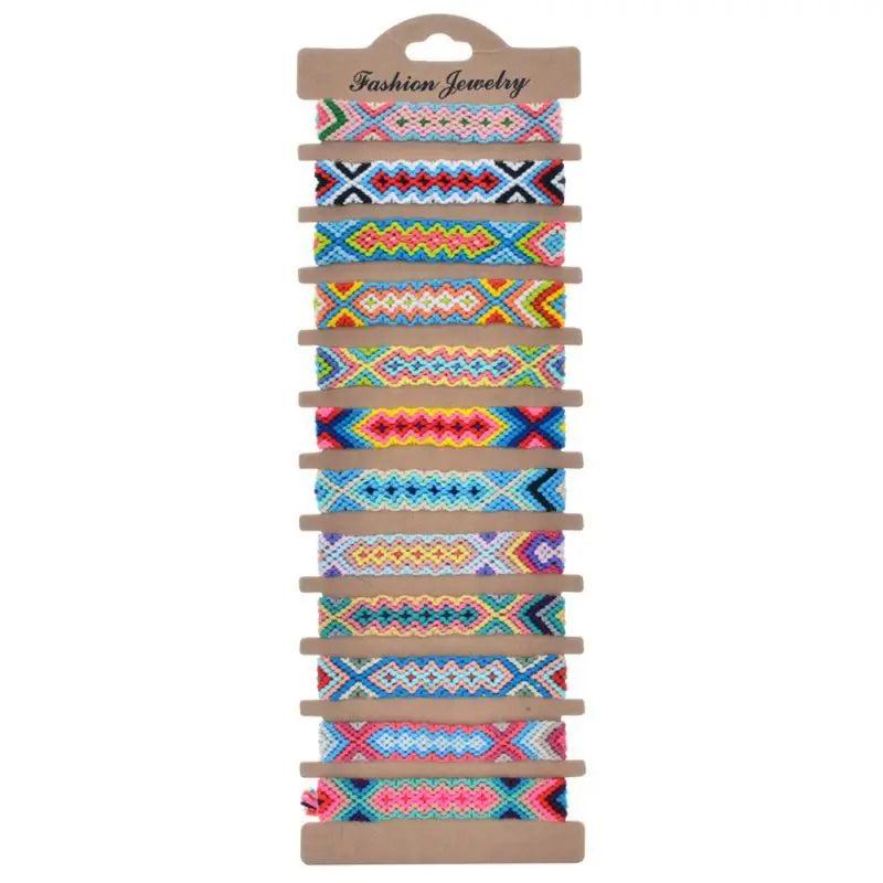 12Pcs Bohemia Summer Beach Colorful Tassel Bracelet Kit
