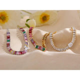 CZ Stainless Steel Chain Bracelet Bangle for Women
