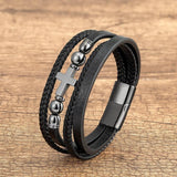 Vintage Cross Bracelet Tiger Eye Stone Stainless Steel Clasp Bangles
