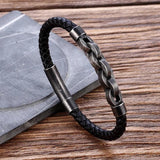 Punk Bike Chain Leather Bracelet Stainless Steel Hand Chain