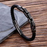 Punk Bike Chain Leather Bracelet Stainless Steel Hand Chain