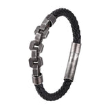 Punk Bike Chain Leather Bracelet Stainless Steel Hand Chain
