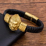 Golden Magnetic Rope Leather Bracelet Men Bangle Wristband
