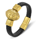 Golden Magnetic Rope Leather Bracelet Men Bangle Wristband
