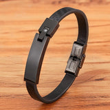 Stainless Steel Mens Leather Bracelets Woven Pattern Bangles