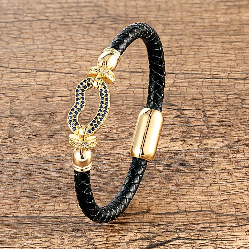 Colorful Zircon Lips Charm Bracelet Retro Leather Bangle