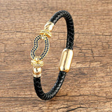 Colorful Zircon Lips Charm Bracelet Retro Leather Bangle