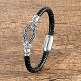 Colorful Zircon Lips Charm Bracelet Retro Leather Bangle