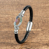 Colorful Zircon Lips Charm Bracelet Retro Leather Bangle